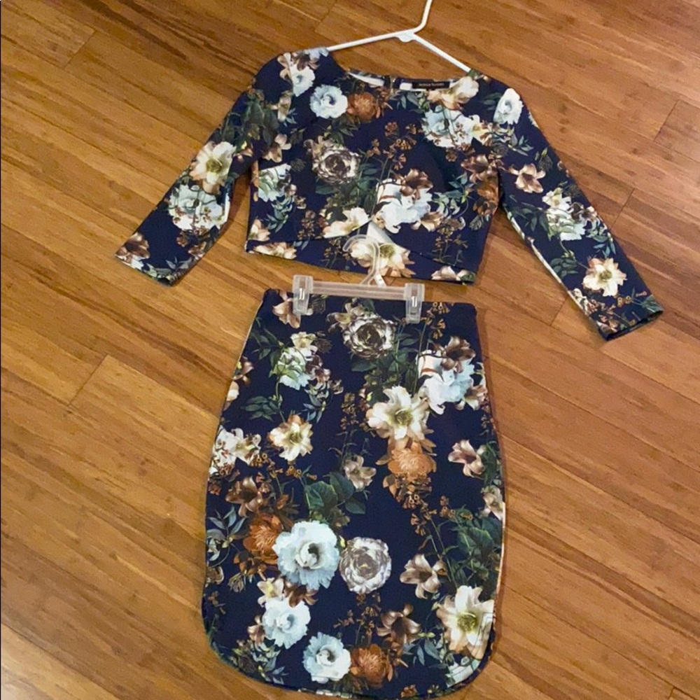 2 piece floral skirt set